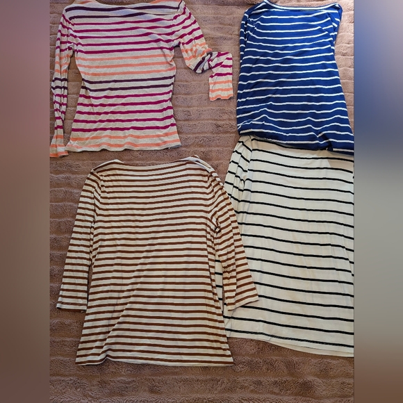 4 Womens Striped Shirts. 3 Large And 1 Oversized Med For $15 - Picture 10 of 10